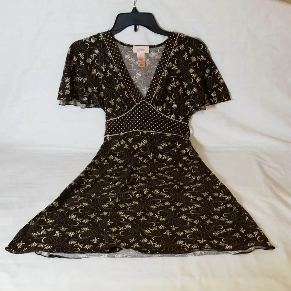 Candies Brown & Creme Floral Print Tie-Back Dress